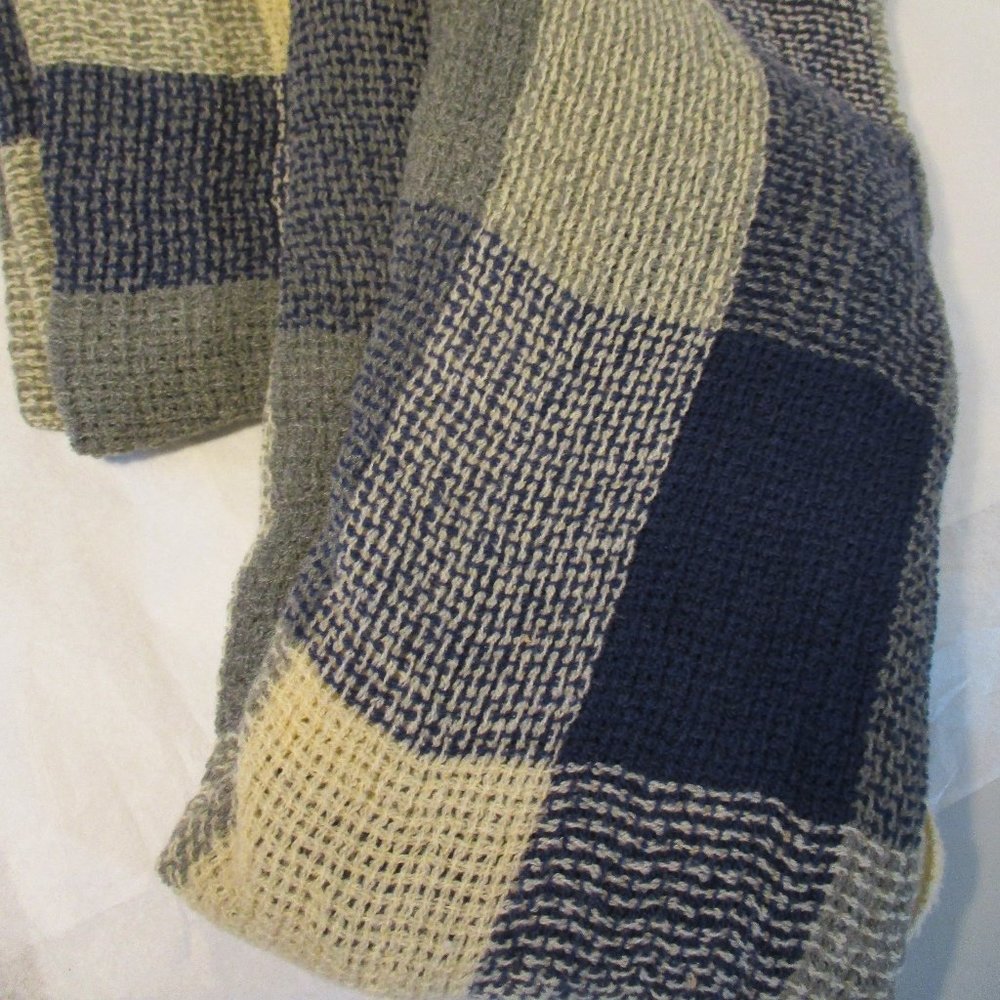 New Blue & Beige Plaid Unisex Winter Scarf Wrap Shawl